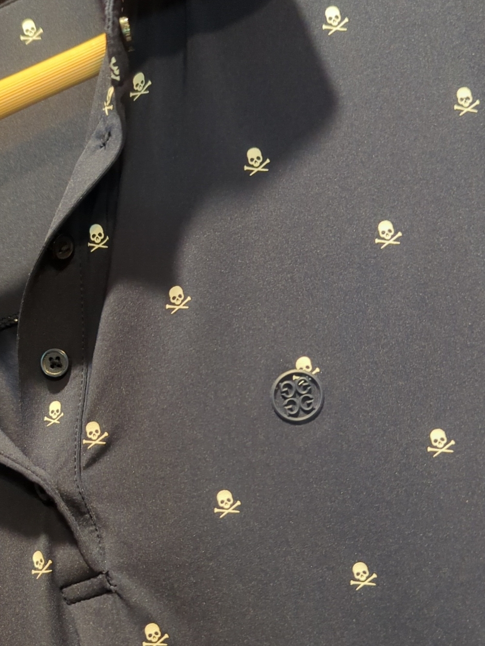 G/FORE Navy Polo with Small Skull Print